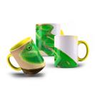 Caneca de Porcelana Camaleão Verde e Amarelo 325mL