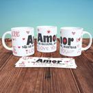 Caneca de Porcelana Casal Decorada 8 325ML Branco Outras Marcas Caneca de Porcelana Casal Decorada 8 325ML Branco Outras Marcas