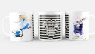 Caneca de porcelana Coelho Branco e Alice coleção Alice no país das maravilhas Caneca de porcelana Coelho Branco e Alice coleção Alice no país das maravilhas