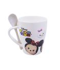 Caneca De Porcelana Com Colher Mickey e Minnie Tsum Tsum 310ml Disney