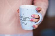 Caneca de porcelana com mensagem fixa branca