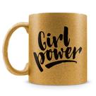 Caneca de Porcelana Glitter Bronze com Frase 'Girl Power'
