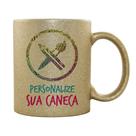 Caneca de Porcelana Glitter Bronze Personalizada para Presentes