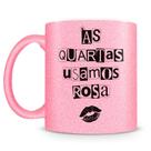 Caneca de Porcelana Glitter Rosa com Frase - Às Quartas Usamos Rosa