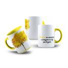 Caneca de Porcelana Ipê Amarelo com Frases e Flor Florescer