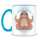 Caneca de Porcelana Meditação com Alça Azul Claro - 325ml