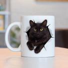 Caneca de Porcelana para Microondas - 325ml 3D Gato Pretinho