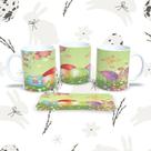 Caneca de Porcelana Páscoa 34 325 ml para Café Chá e Sucos Compatível com Micro-ondas Branco