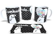Caneca de Porcelana Personalizada Flork Preta Familia Frases Engraçadas