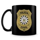 Caneca de Porcelana Personalizada Polícia Civil do Rio Grande do Sul - 100% Preta - 325ml