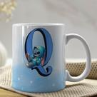 Caneca de Porcelana Personalizada Stitch Letras A-Z 325ml Azul