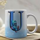 Caneca de Porcelana Personalizada Stitch Letras A-Z 325ml Azul Caneca de Porcelana Personalizada Stitch Letras A-Z 325ml Azul