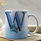 Caneca de Porcelana Personalizada Stitch Letras A-Z 325ml Azul