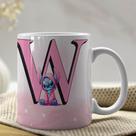 Caneca de Porcelana Personalizada Stitch Letras A-Z 325ml Rosa