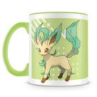 Caneca de Porcelana Pokémon Leafeon com Alça Verde