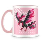 Caneca de Porcelana Pokémon Moltres Galarian com Alça Rosa