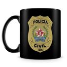 Caneca de Porcelana Polícia Civil de Minas Gerais - 100% Preta - 325ml