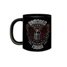 Caneca de Porcelana Preta Banda Ramones Forever Eagle Logo