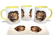Caneca de Porcelana Preta e Amarela Personalizada Arte Espelhadas em 3D