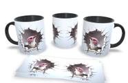 Caneca de Porcelana Preta Personalizada Artes Espelhadas em 3D