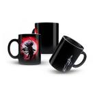 Caneca de Porcelana Preta Samurai Japônes Oriental 325mL
