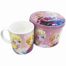Caneca De Porcelana Rosa Na Lata Anna e Elsa Frozen 350ml - Disney