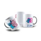 Caneca de Porcelana Stitch & Angel Namorados Te Amo Frase
