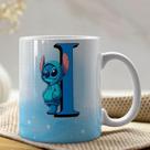 Caneca De Porcelana Stitch Letras A-z 325ml Azul I