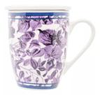 CANECA DE PORCELANA SUPER WHITE C/TAMPA E FILTRO BLUE GARDEN 310ml
