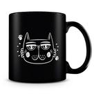 Caneca de Porcelana Trabalho Duro Pelo Meu Gato - 100% Preta