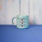 Caneca de Porcelana Turquesa - Família, Amor e Deus
