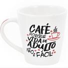 Caneca De Porcelana Xícara Café Frases Positavas Engraçadas Felizes Motivacionais 300ml Branca Wincy
