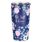 Caneca de viagem Christian Art Gifts 530 ml azul marinho floral