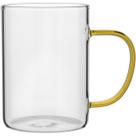 Caneca De Vidro 450ml Para Café Chá Com Alça Ambar Elegante