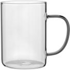 Caneca De Vidro 450ml Para Café Chá Com Alça Cinza Elegante