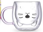 Caneca de Vidro borossilicato Dupla Gato 200 ML Brasfoot Cor:modelo 1 Caneca de Vidro borossilicato Dupla Gato 200 ML Brasfoot Cor:modelo 1