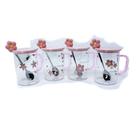 Caneca de Vidro c/Tampa Ceramica e Colher Inox Flowers 480ml - Unidade