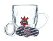 Caneca De Vidro Com Abridor Corinthians 310ml - Minas de Presentes