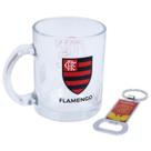 Caneca de vidro com abridor de garrafas 350ml - flamengo