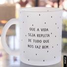 Caneca de vidro com frase motivacional tudo que nos faz bem 300ml para café chá leite presente Caneca de vidro com frase motivacional tudo que nos faz bem 300ml para café chá leite presente
