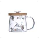 Caneca de vidro com pires bambu Margarida 330ML