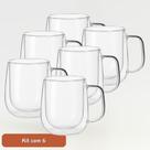 Caneca de Vidro Duplo Borossilicato 320ml Elegante Resistente Café