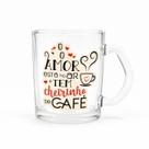 Caneca De Vidro Frases De Café 320ml -