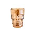 Caneca de vidro para chopp e cerveja caveira rock style ambar 500 ml