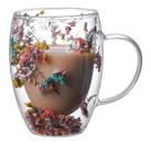 Caneca de Vidro Parede Dupla Florida 350ml para Café Chá e Bebidas