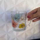 Caneca de vidro personalizada para flor preta ou colorida 320ml para chá leite café decorativa na caixa - canequinha can