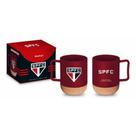 Caneca de vidro personalizada São Paulo com porta copo rolha de bambu 350ml presente na caixa