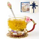 Caneca de vidro transparente AISVELDY Flower Tea Cup com colher e caixa de presente Caneca de vidro transparente AISVELDY Flower Tea Cup com colher e caixa de presente