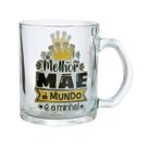 Caneca de vidro transparente com frases mãe sortidas 320ml