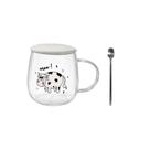 Caneca De Vidro Vaquinha Frases Com Tampa Colher Temática Café Chá Mãe Presente Criativo Mesa Posta -